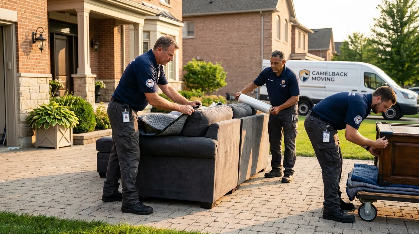 Large estate moving crew wrapping furniture in Bloomingdale, IL